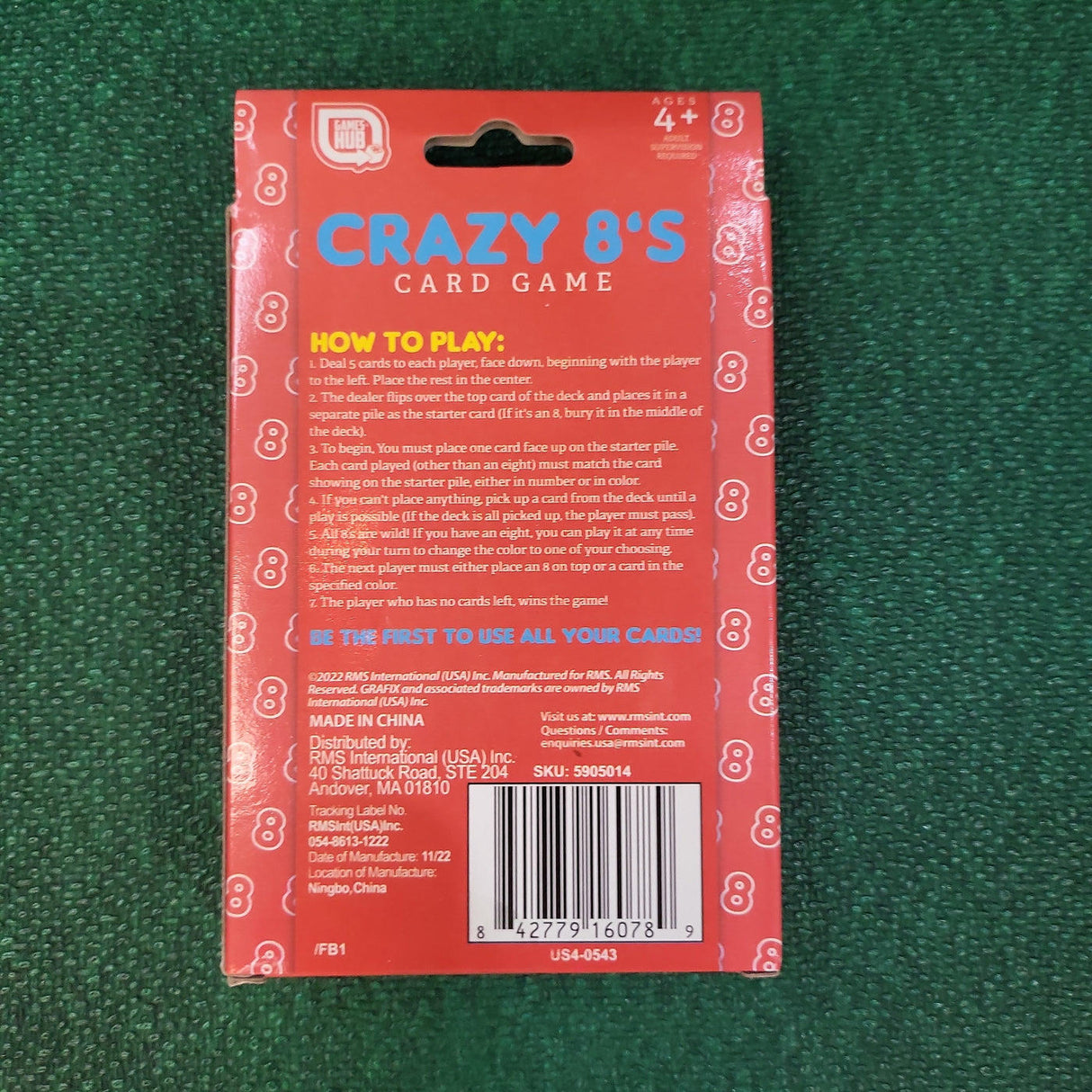 Crazy 8's Card Game.