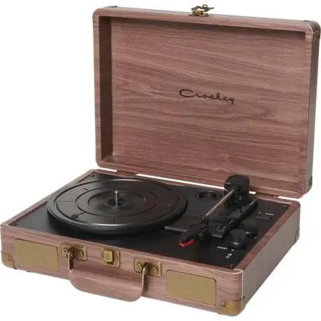 Cruiser Deluxe Portable Bluetooth Record Player - Walnut Wood Finish 