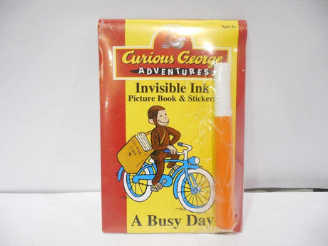 Curious George "A Busy Day" Invisble Ink Picture Book & Stickers Crystal Dynamics