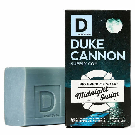 Duke Cannon Big Brick of Soap Midnight Swim - Refreshing Aquatic Scent with Green Top Notes, 10 oz Men's Soap Bar (Single Bar) 