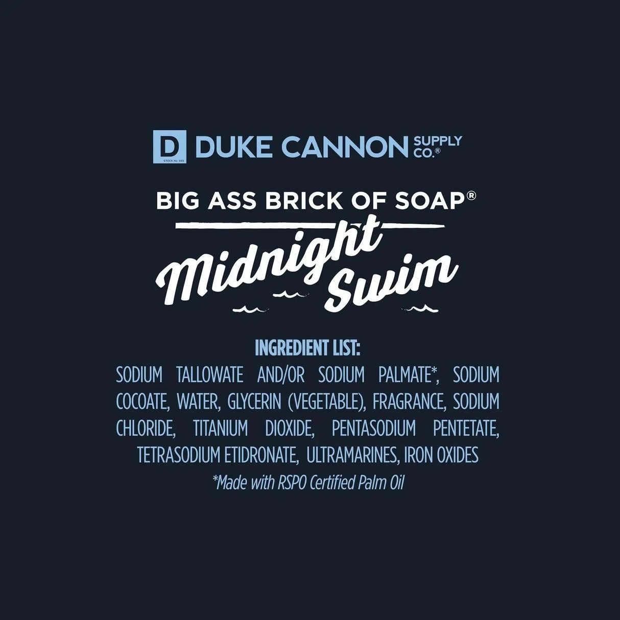 Duke Cannon Big Brick of Soap Midnight Swim - Refreshing Aquatic Scent with Green Top Notes, 10 oz Men's Soap Bar (Single Bar) 