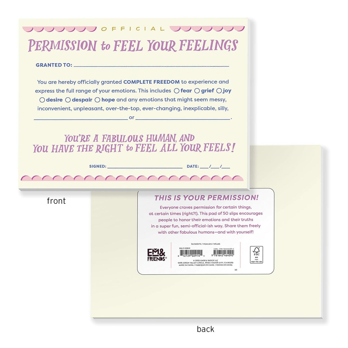 Em & Friends Permission Slip Note Pad