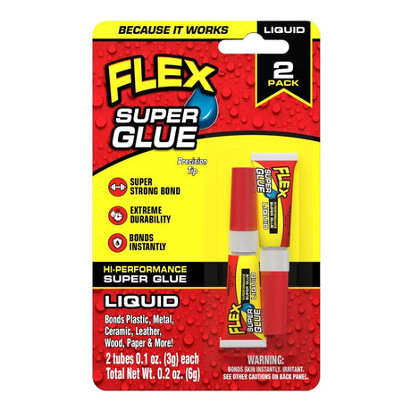 Flex Super Glue Liquid, 3 Gram Tube - 2 Pack