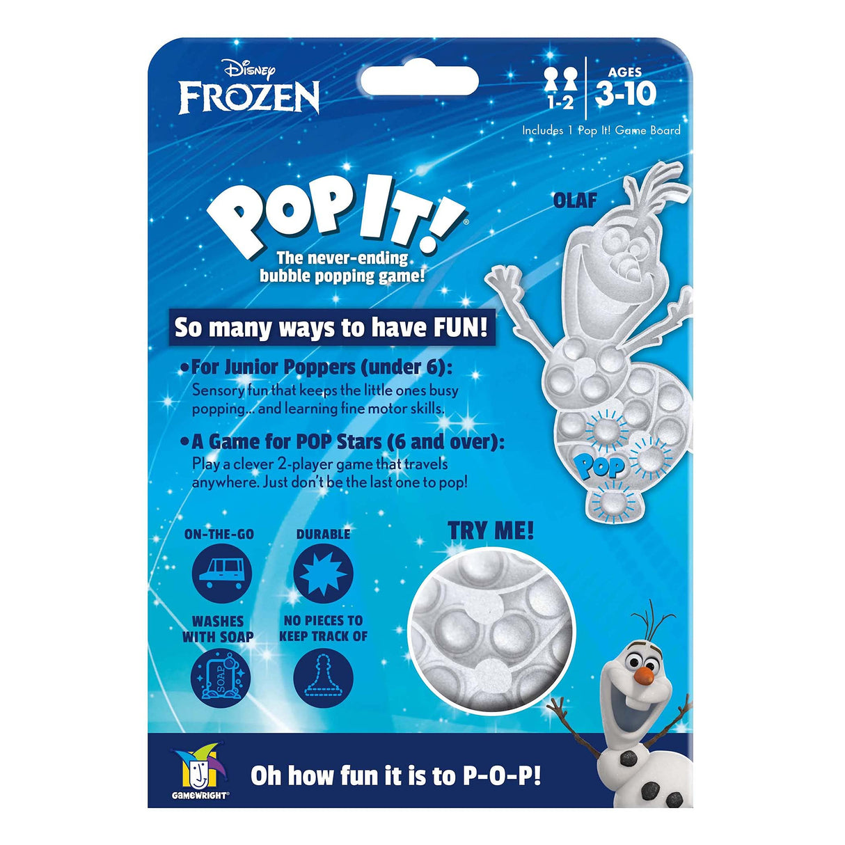 Gamewright Pop it! - Disney, Olaf.