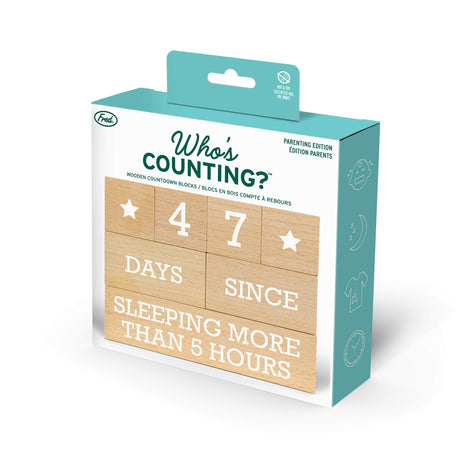 Genuine Fred Who's Counting Wooden Countdown Blocks - Parenting Edition