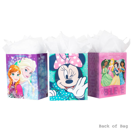 Hallmark 13" Large Disney Gift Bag Bundle - Pack of 3: Minnie Mouse, Princesses and Frozen.