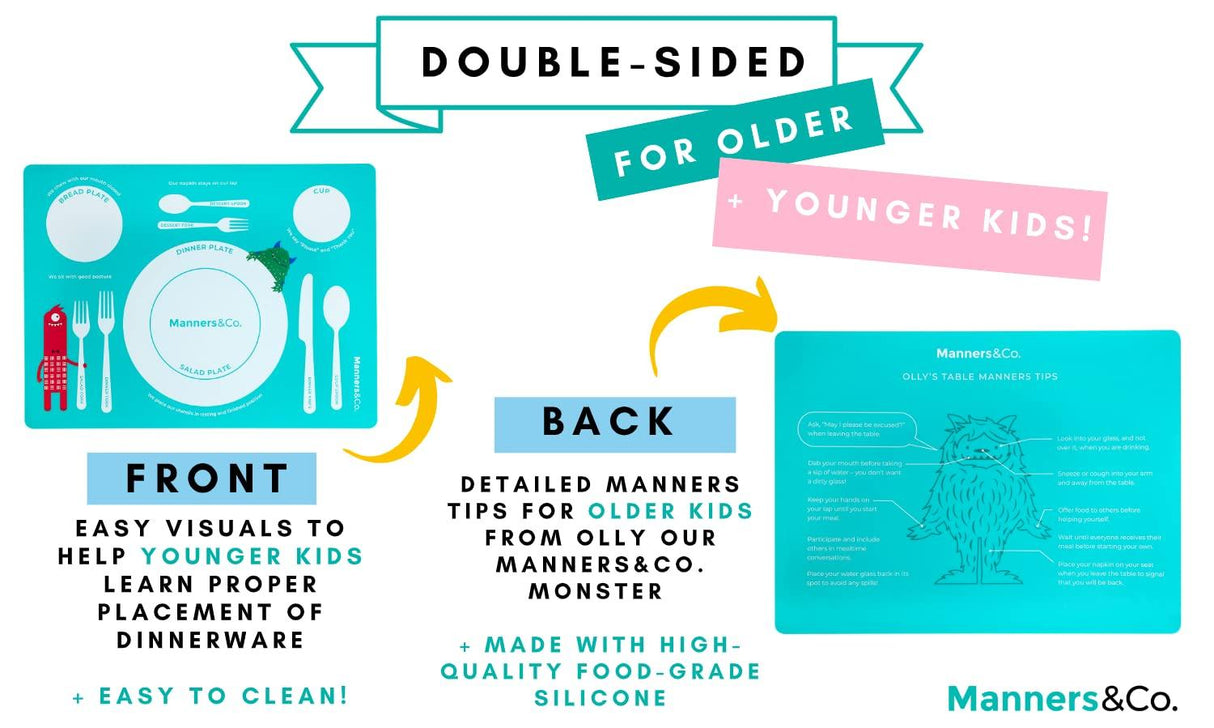 Kids Table Mat for Toddlers & Young Kids Manners&Co.