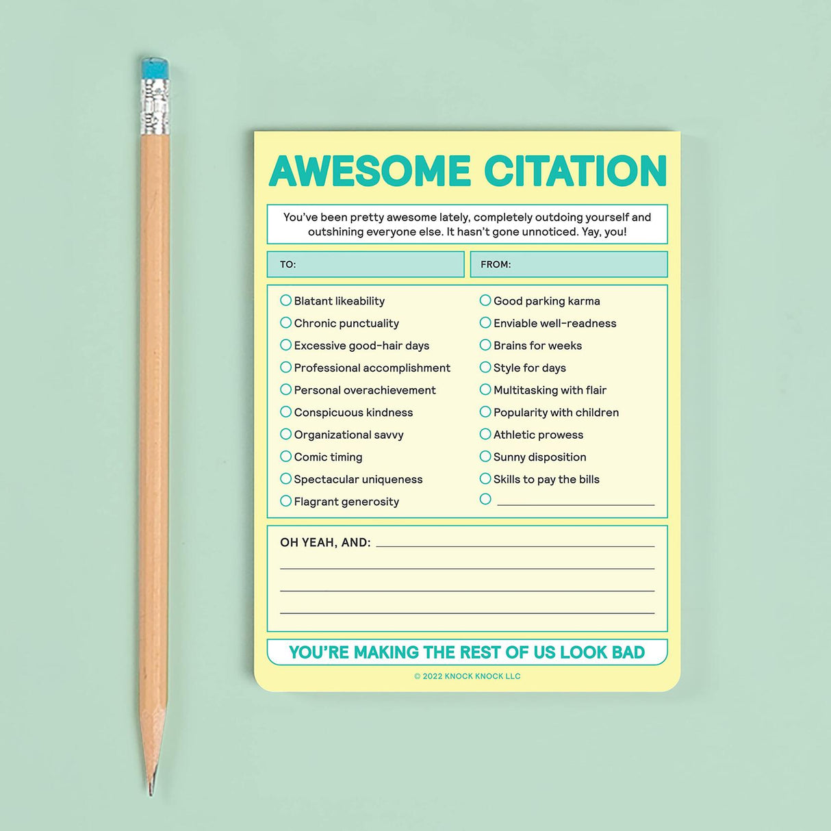 Knock Knock 1-Count Awesome Citation Note Pad,.