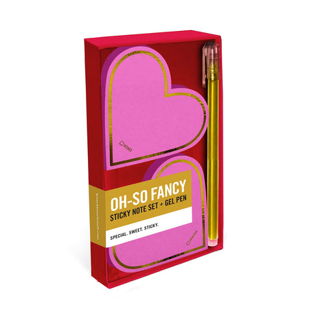 Knock Knock 2-Pack Hearts Sticky Set with Gold Metallic Gel Pen.
