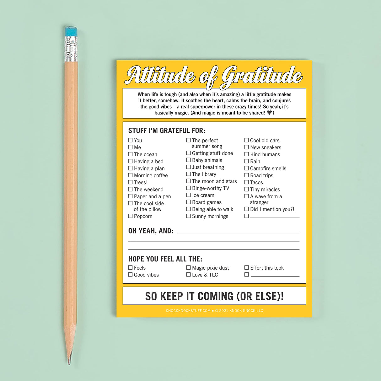 Knock Knock Attitude of Gratitude Nifty Note Pad.