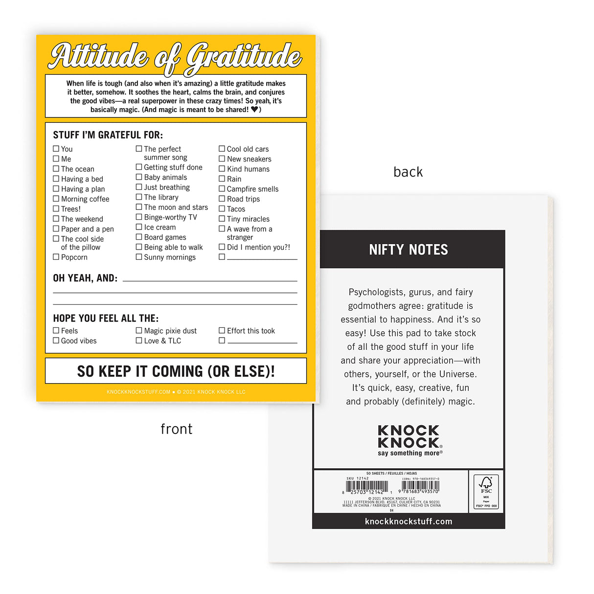 Knock Knock Attitude of Gratitude Nifty Note Pad.