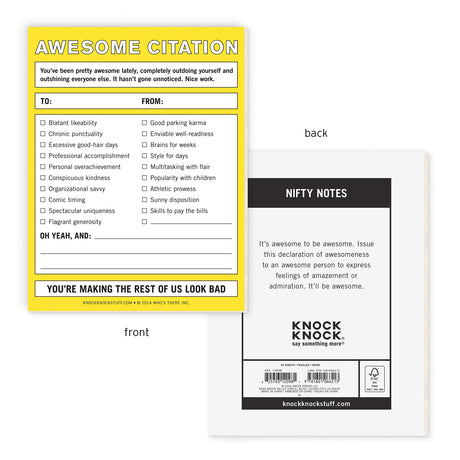Knock Knock Awesome Citation Nifty Note Pad.