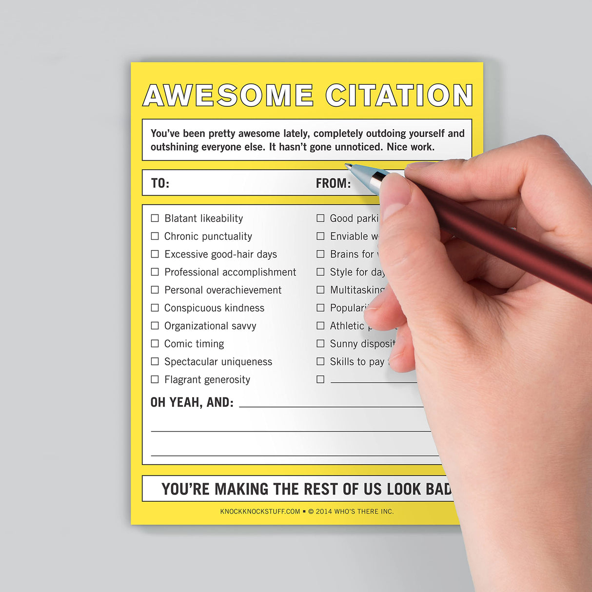 Knock Knock Awesome Citation Nifty Note Pad.