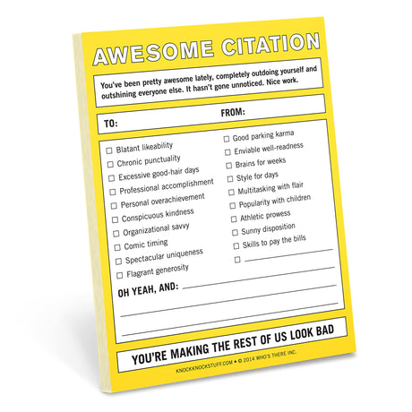 Knock Knock Awesome Citation Nifty Note Pad.