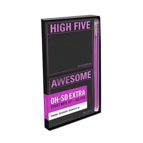 Knock Knock High Five/Awesome Sticky Note Set with Metallic Gel Pen.