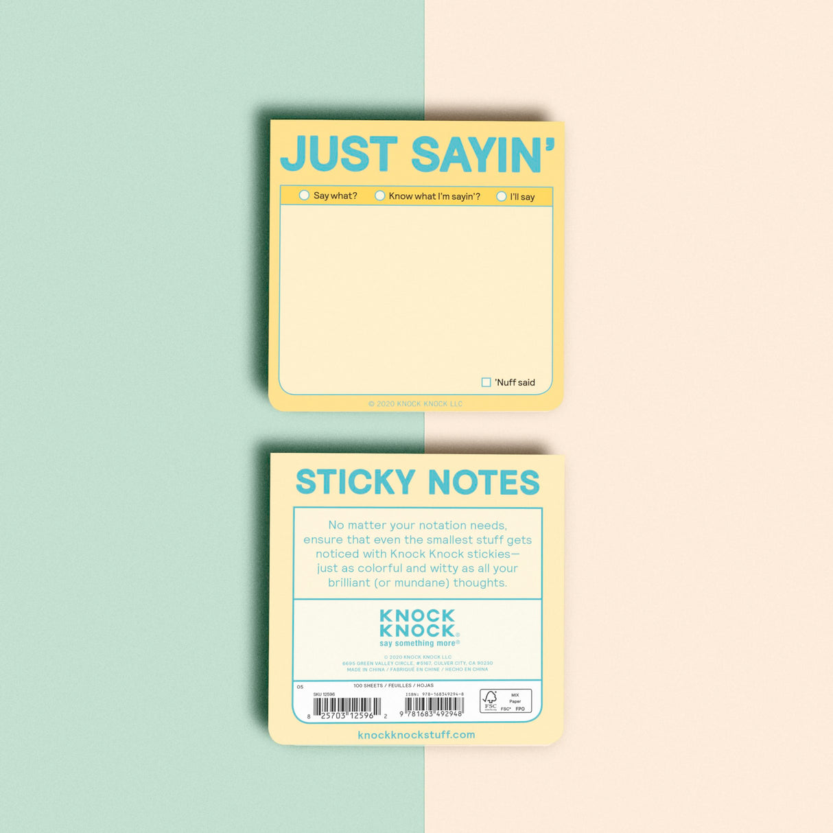 Knock Knock Just Sayin' Sticky Notes - Pastel Version.