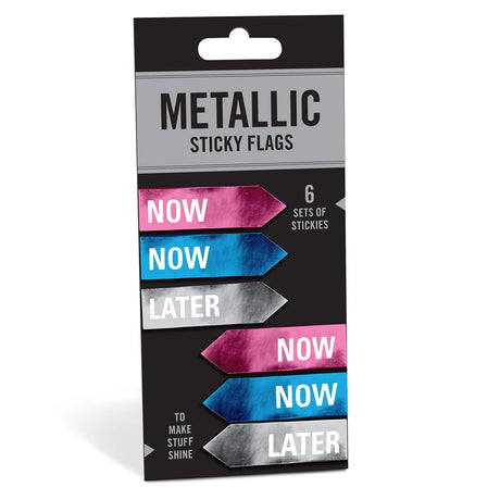 Knock Knock Now/Later Metallic Sticky Flags, 6 Sets of Sticky Tabs.