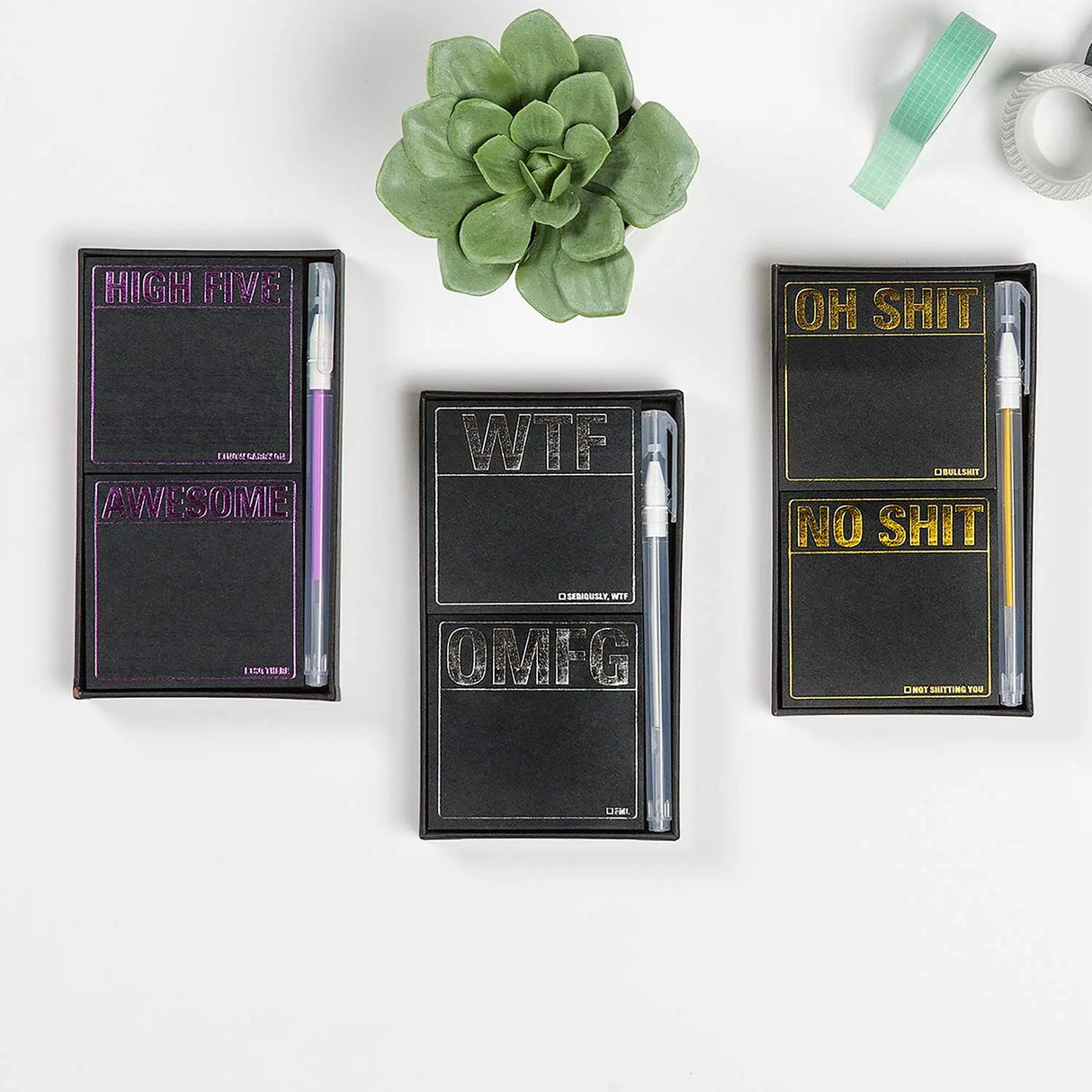 Knock Knock Oh Shit/No Shit Sticky Note Set with Metallic Gel Pen.
