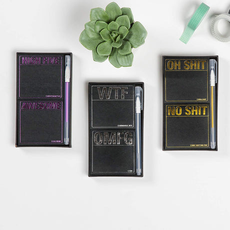 Knock Knock Oh Shit/No Shit Sticky Note Set with Metallic Gel Pen