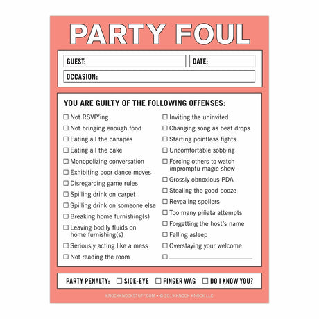 Knock Knock Party Foul Nifty Note Knock Knock