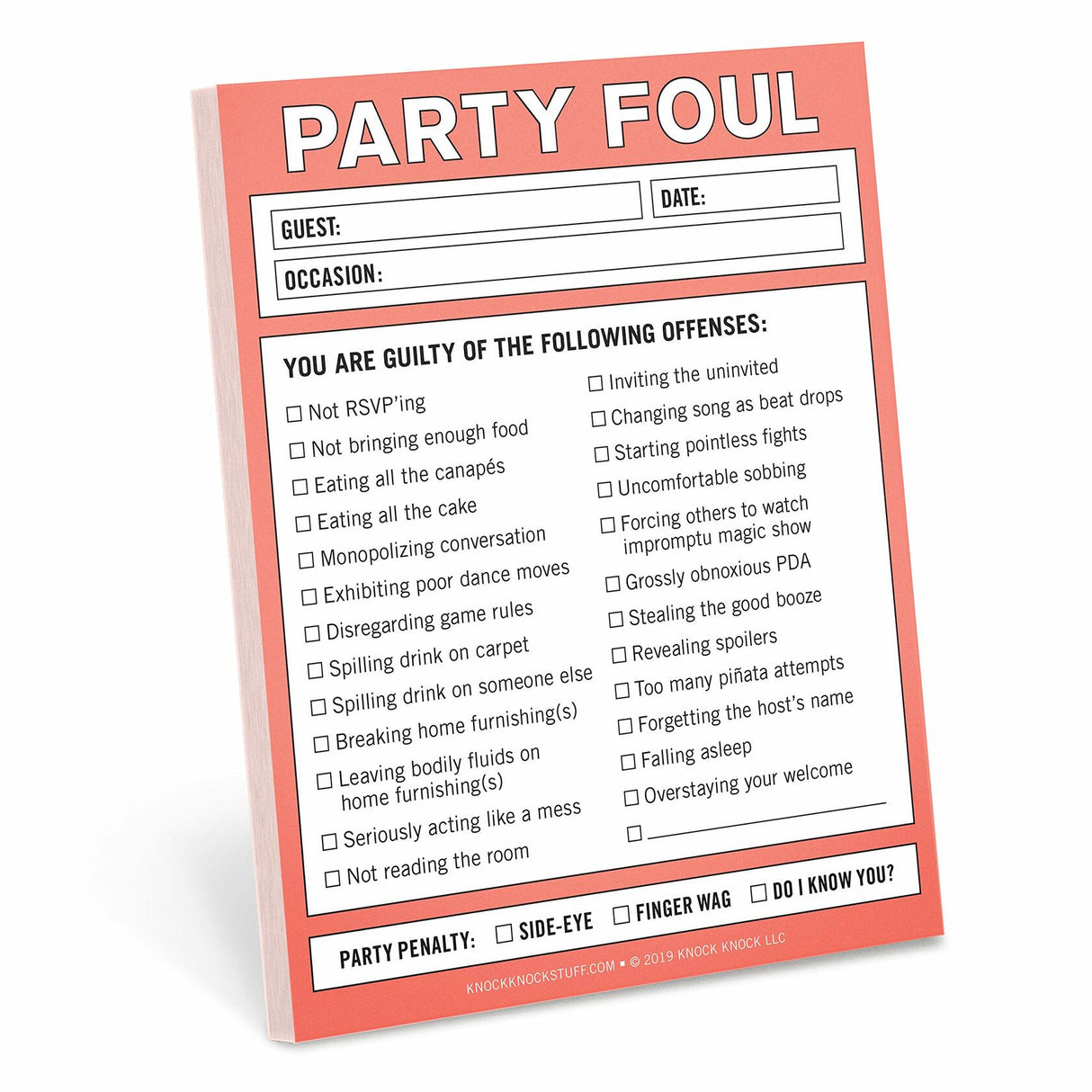 Knock Knock Party Foul Nifty Note.