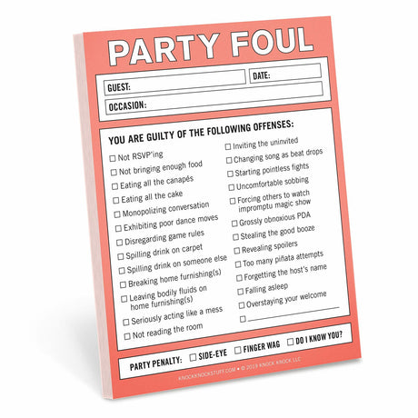 Knock Knock Party Foul Nifty Note.