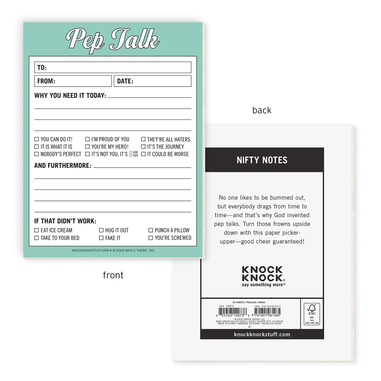 Knock Knock Pep Talk Nifty Note Pad.
