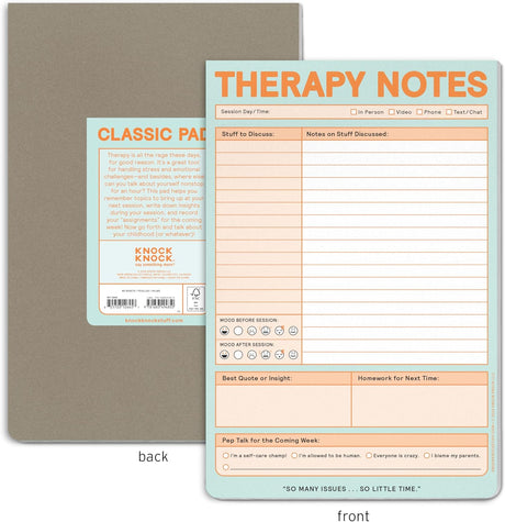 Knock Knock Therapy Notes Pad: Record Stuff to Discuss in Therapy & Session Notes