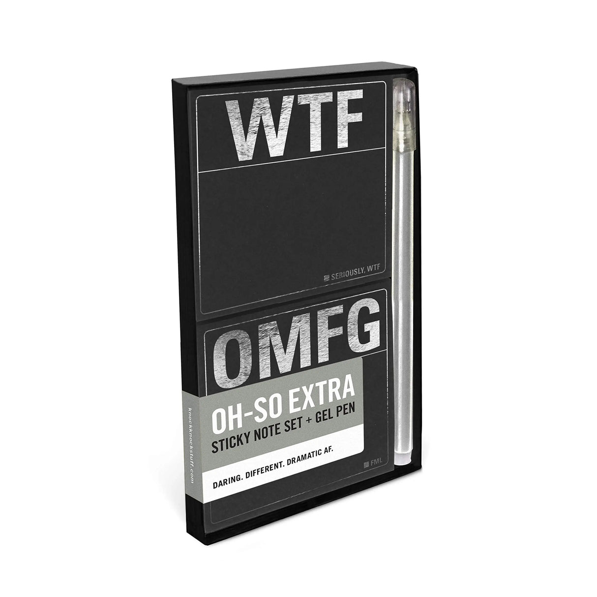 Knock Knock WTF/OMFG Sticky Note Set with Metallic Gel Pen.