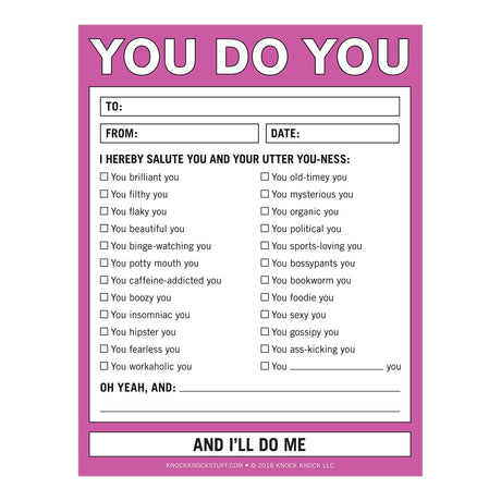 Knock Knock You Do You Nifty Note, Checklist Memo Pad