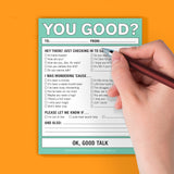 Knock Knock "You Good?" Nifty Note Pad