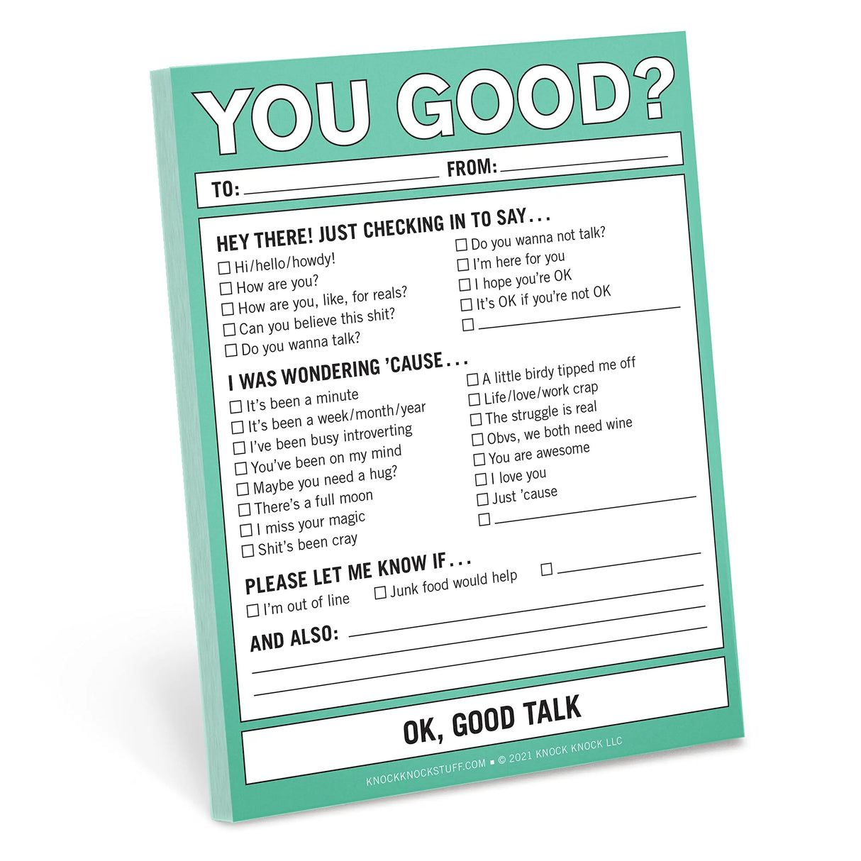 Knock Knock "You Good?" Nifty Note Pad.