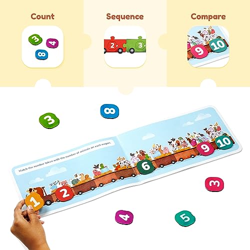 LoveDabble 123 Ride with Animals: Three-Way Puzzle Magic! Count & Identify Numbers by Assembling Wagons, Loading Animals & More | Puzzles for Learners | Birthday Gifts for Kids