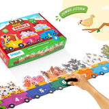 LoveDabble 123 Ride with Animals: Three-Way Puzzle Magic! Count & Identify Numbers by Assembling Wagons, Loading Animals & More | Puzzles for Learners | Birthday Gifts for Kids