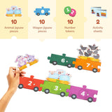 LoveDabble 123 Ride with Animals: Three-Way Puzzle Magic! Count & Identify Numbers by Assembling Wagons, Loading Animals & More | Puzzles for Learners | Birthday Gifts for Kids
