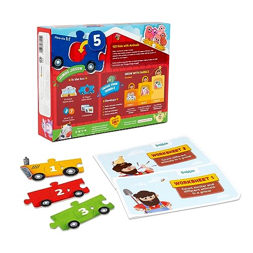 LoveDabble 123 Ride with Animals: Three-Way Puzzle Magic! Count & Identify Numbers by Assembling Wagons, Loading Animals & More | Puzzles for Learners | Birthday Gifts for Kids