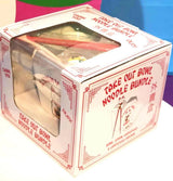 Lucky Cat You, Takeout Box Style Ceramic Bowl With Chopsticks 18 oz Square Box