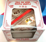 Lucky Cat You, Takeout Box Style Ceramic Bowl With Chopsticks 18 oz Square Box