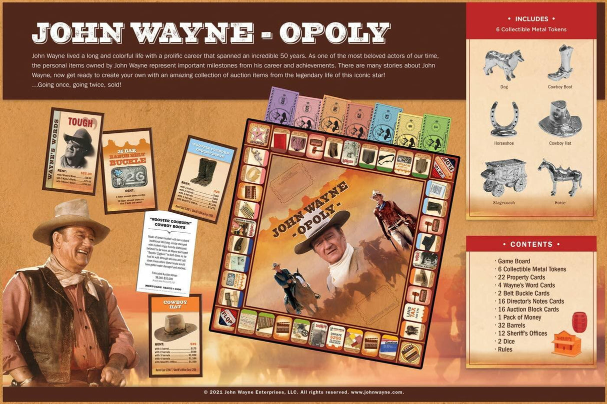 MasterPieces Opoly Board Games - John Wayne Opoly - Officially Licensed Board Games.