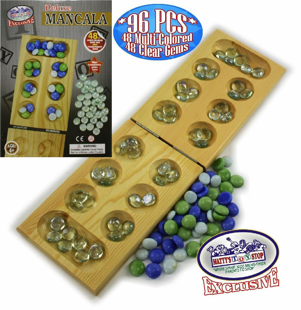 Matty's Toy Stop Deluxe Solid Wood Folding Mancala Game.