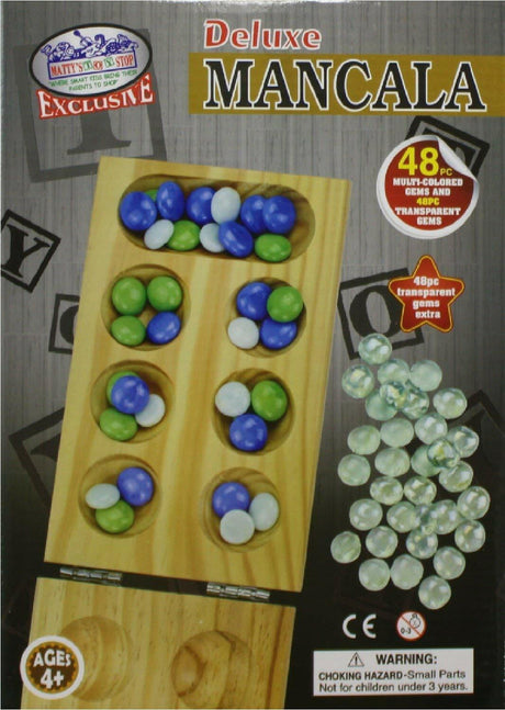 Matty's Toy Stop Deluxe Solid Wood Folding Mancala Game.