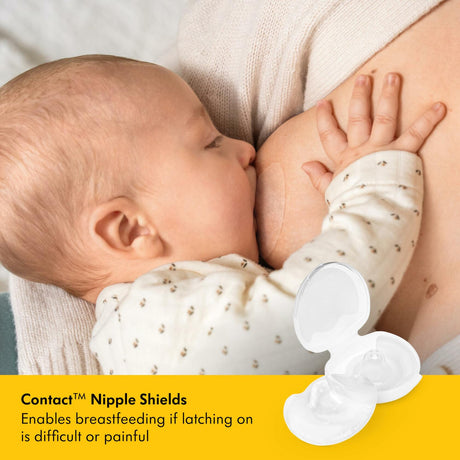 Medela Contact Nipple Shield for Breastfeeding, 24mm Medium Nippleshield,  2 Count with Carrying Case.