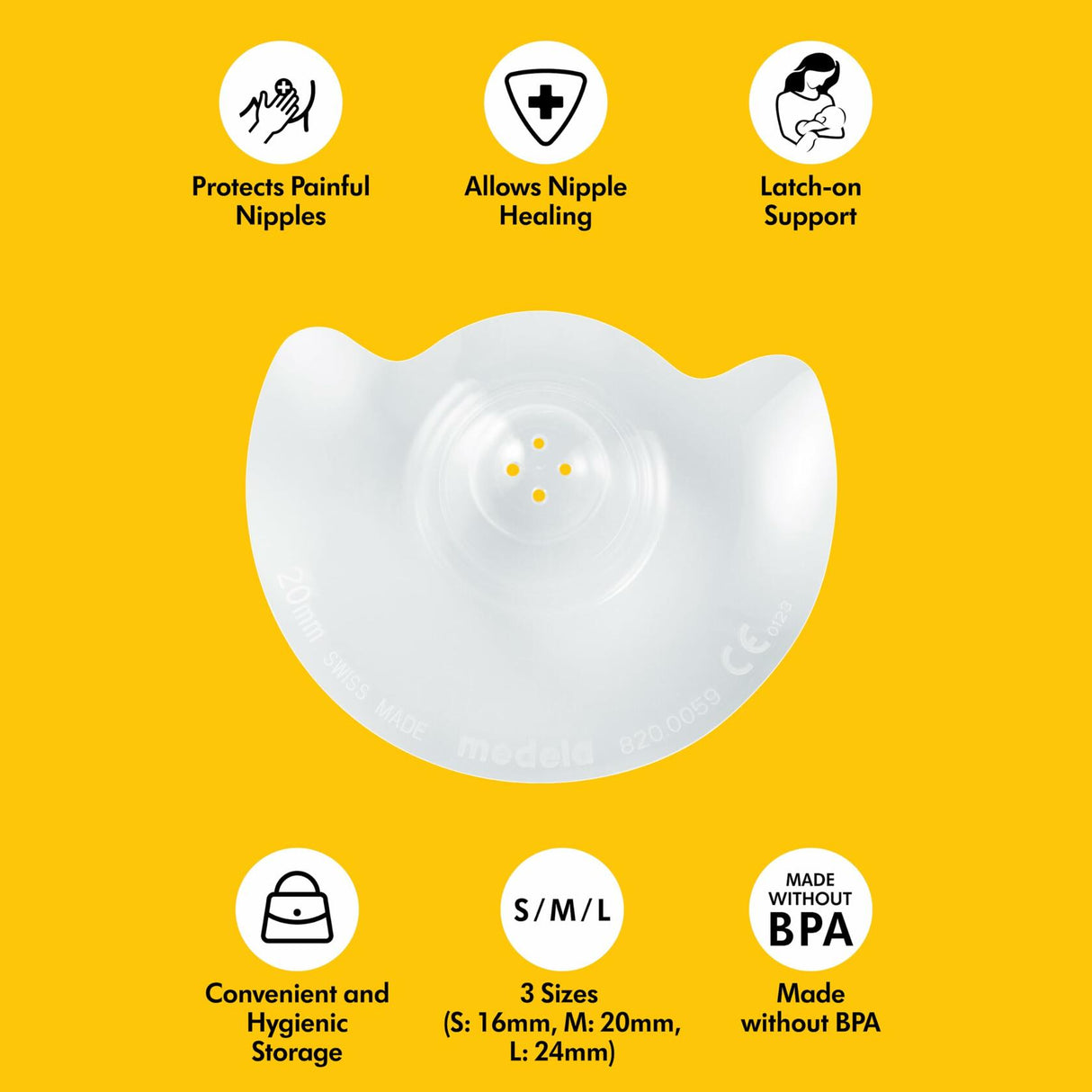 Medela Contact Nipple Shield for Breastfeeding, 24mm Medium Nippleshield,  2 Count with Carrying Case.