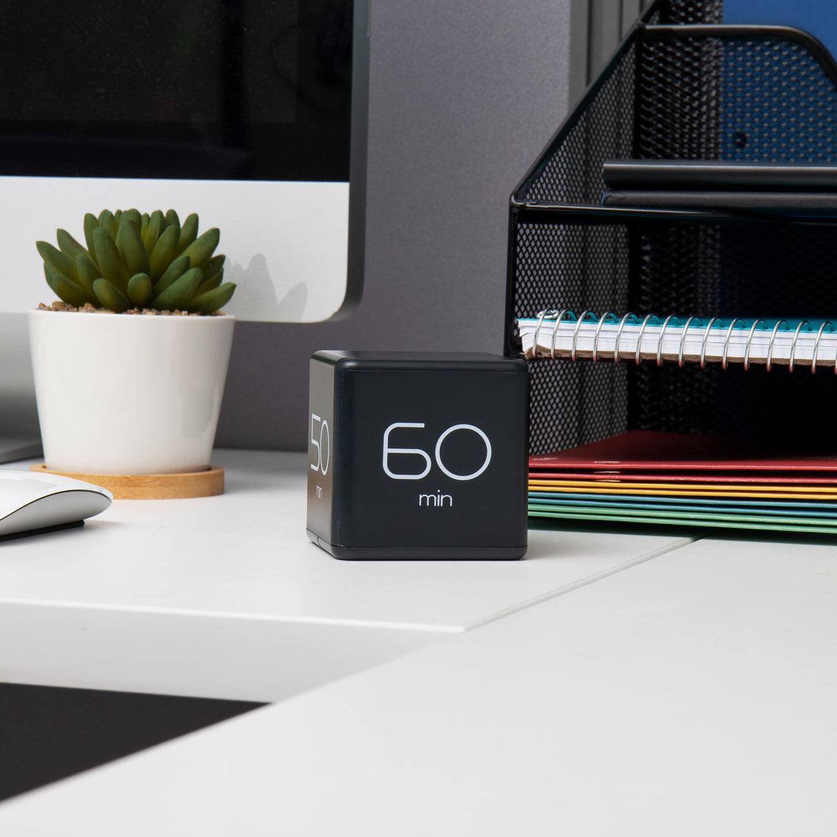 Mind Reader Productivity Timer Cube - Black (10, 30, 50, 60 minute settings).