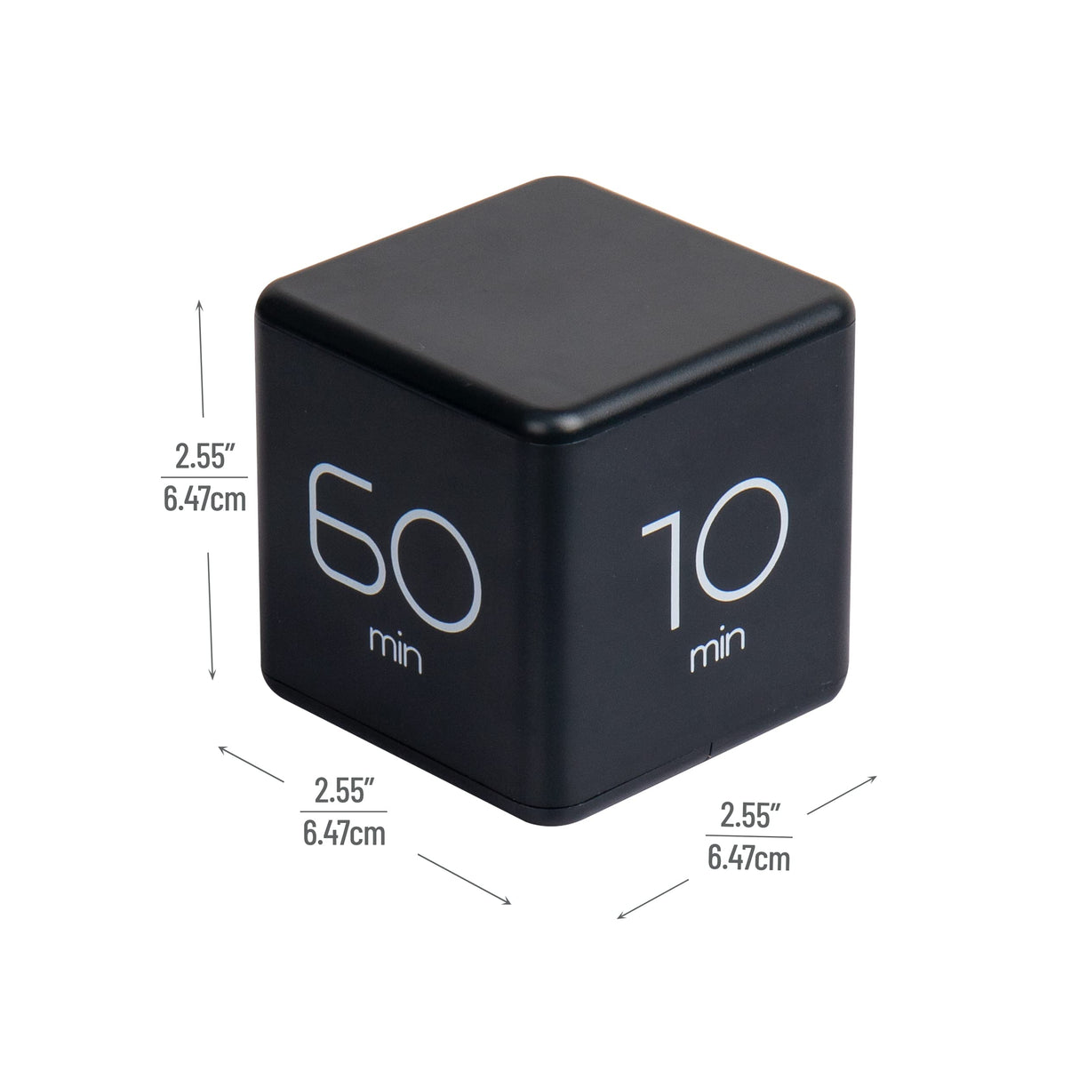 Mind Reader Productivity Timer Cube - Black (10, 30, 50, 60 minute settings).