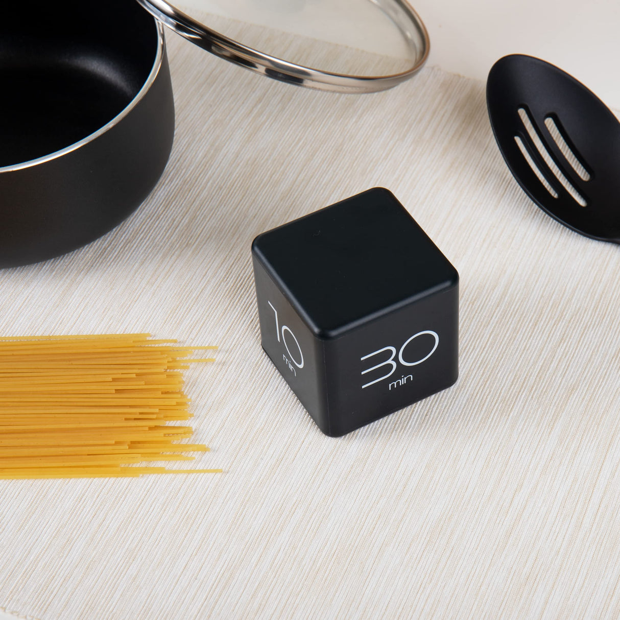 Mind Reader Productivity Timer Cube - Black (10, 30, 50, 60 minute settings).
