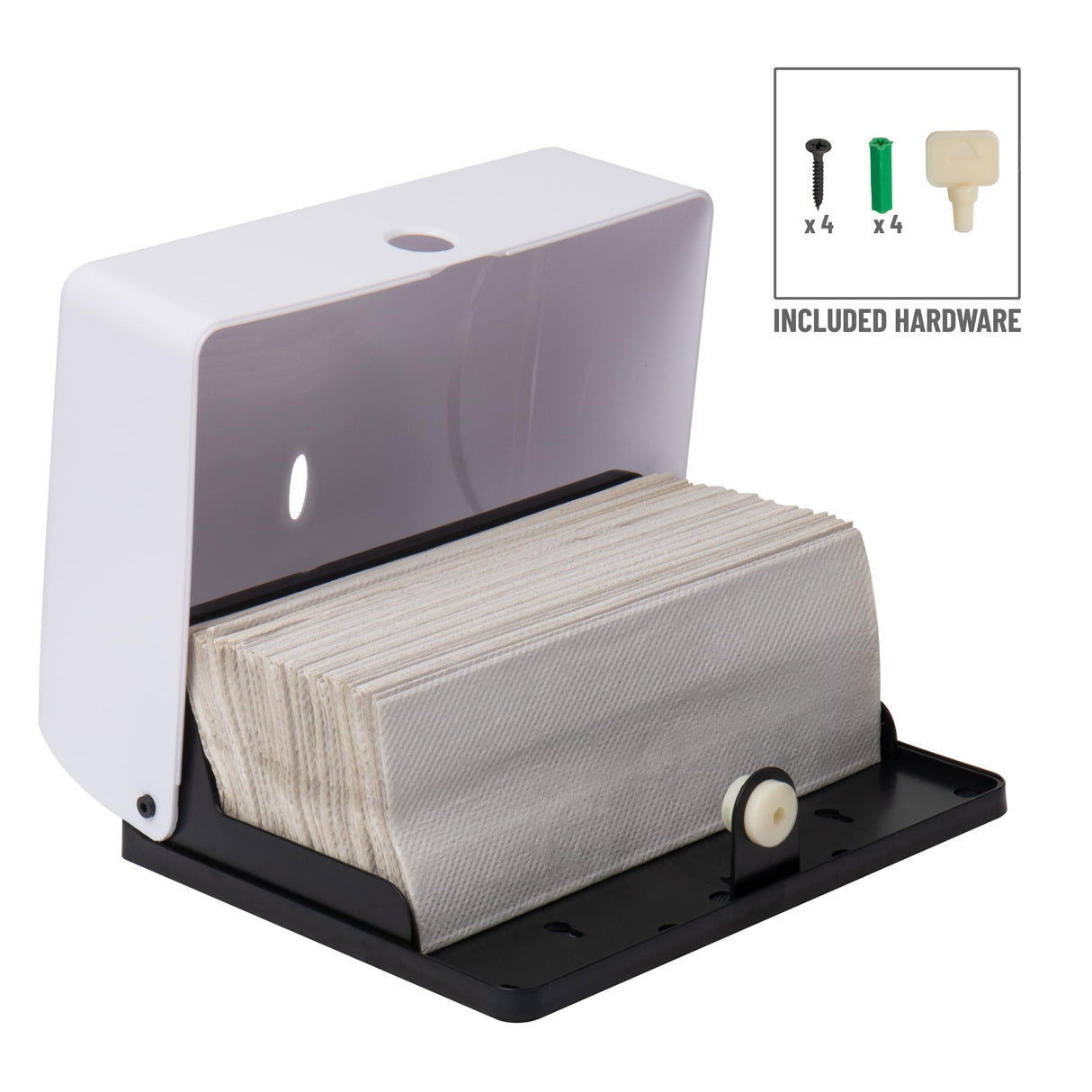 Mind Reader Tri-Fold Paper Towel Holder Wall Mounted Dispenser, White.