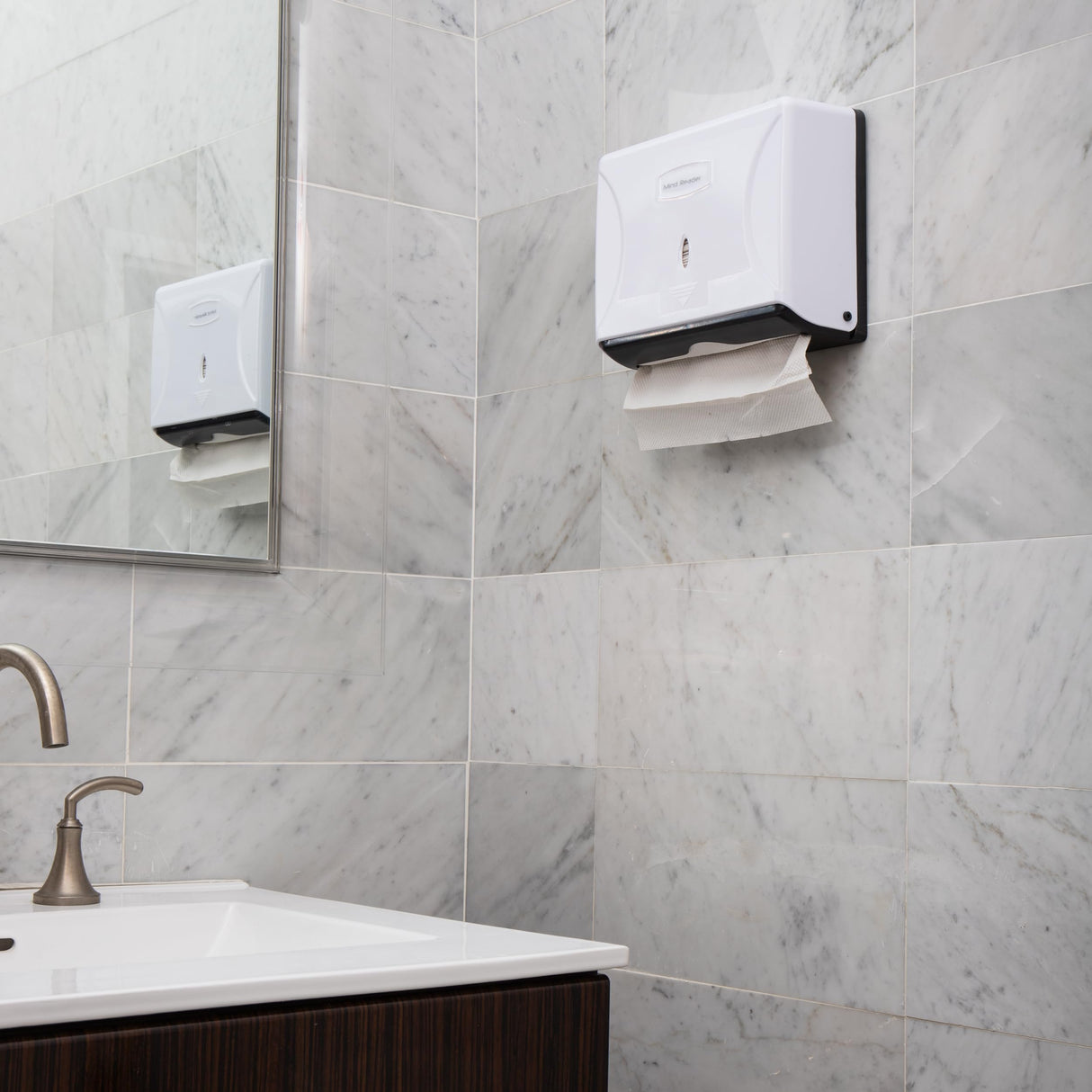 Mind Reader Tri-Fold Paper Towel Holder Wall Mounted Dispenser, White.