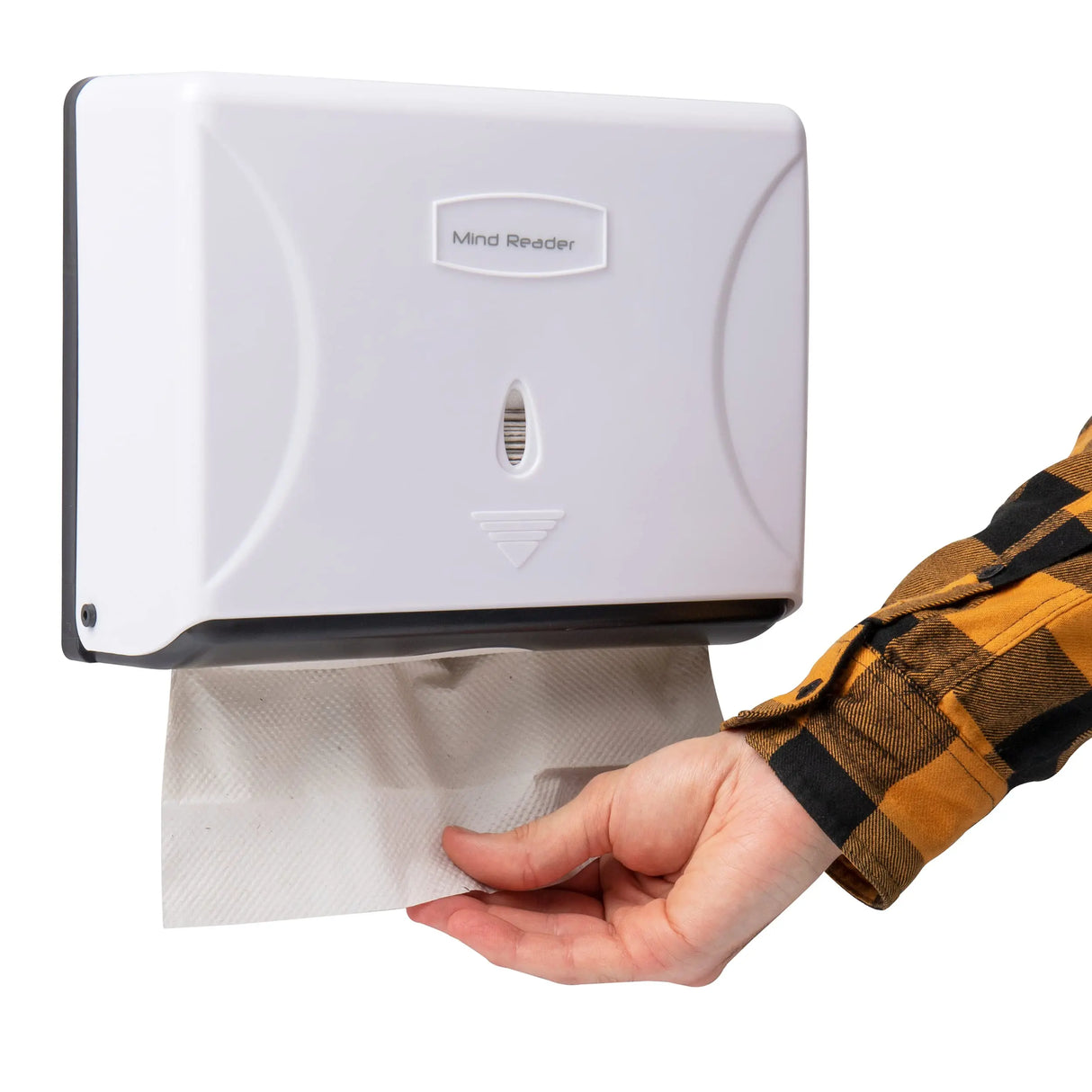 Mind Reader Tri-Fold Paper Towel Holder Wall Mounted Dispenser, White.