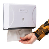 Mind Reader Tri-Fold Paper Towel Holder Wall Mounted Dispenser, White.